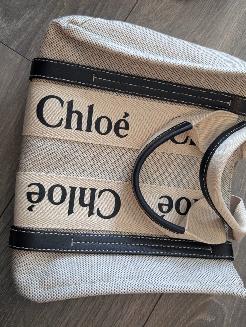 MINI WOODY TOTE BAG IN LINEN - Picture 2 of 9